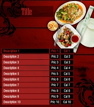 Digital Menu Board - Chinese - 10 Items in Maroon color