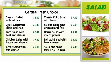 Digital Menu Board - Salad - 10 Items in Green color